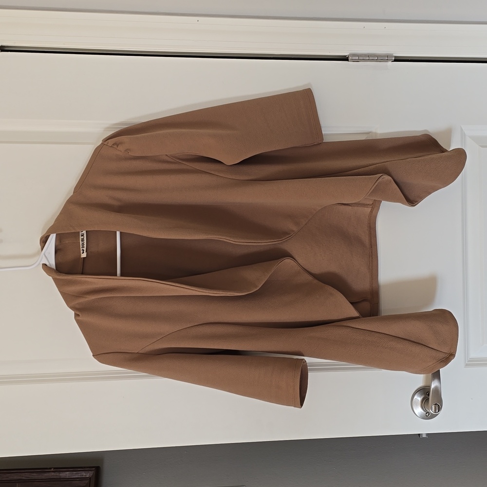 Lightweight Thin 3/4 Sleeve Open Front Blazer Business Casual Deconstructed Jack